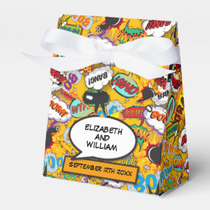 Modern Trendy Comic Book Fun Wedding Favor Box