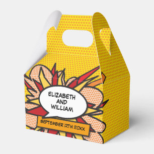 Modern Trendy Comic Book Wedding Favor Box