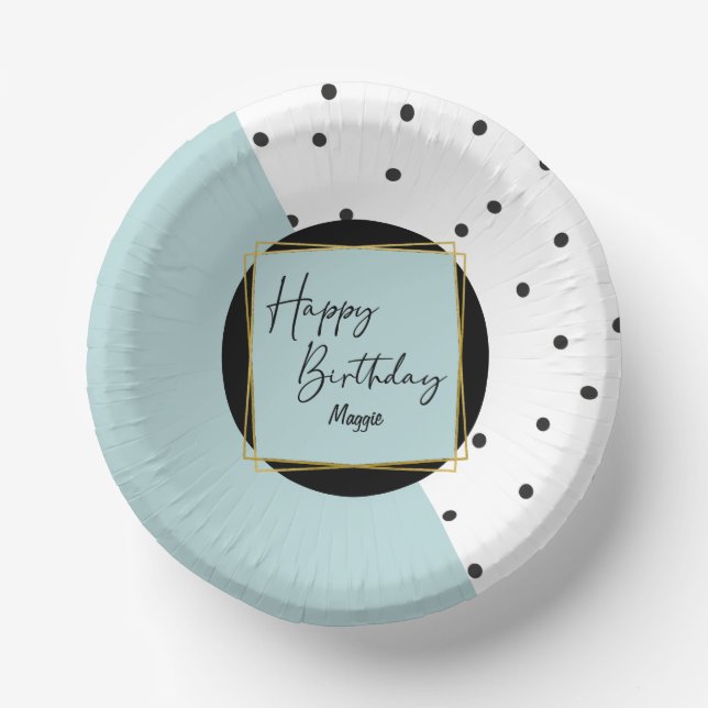 Modern Trendy Confetti Dots Birthday for Her Paper Bowls (Front)