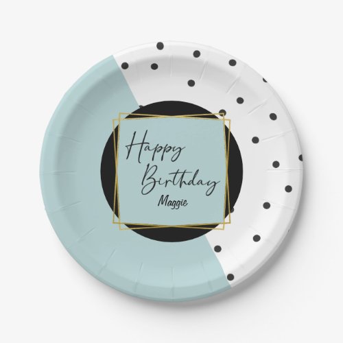 Modern Trendy Confetti Dots Birthday for Her Paper Plates