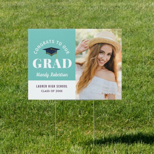 modern trendy congrats photo graduation yard sign