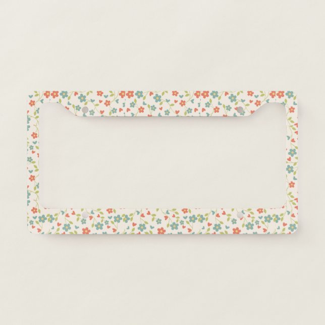 Modern Trendy Cool Beautiful Flowers License Plate Frame (Front)