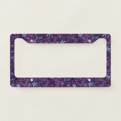 Modern Trendy Cool Beautiful Purple Flowers License Plate Frame