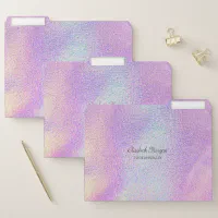 Modern Holographic Metal Name Monogram File Folder