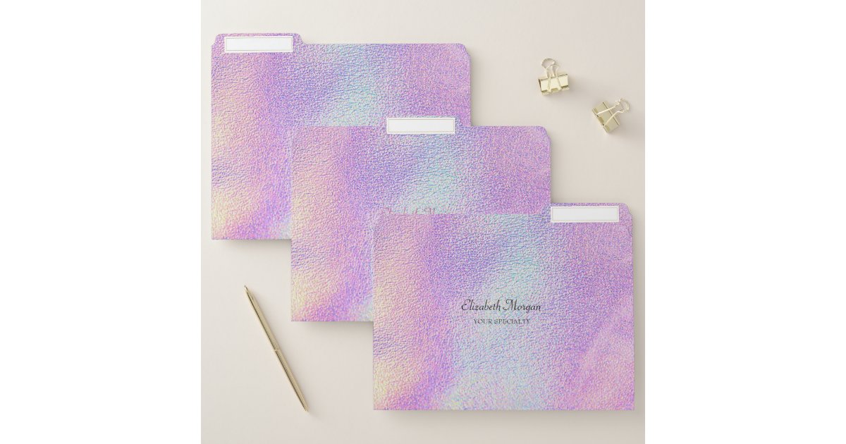Modern Trendy Cool Holographic File Folder Zazzle