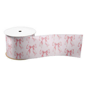 Modern Trendy Cute Coquette Pink Bow Pattern       Satin Ribbon