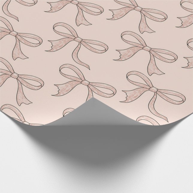 Modern Trendy Cute Coquette Pink Bow Pattern       Wrapping Paper (Corner)