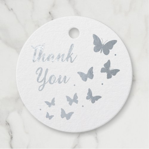 Modern Trendy Cute Gold Foil Butterfly Thank You Foil Favor Tags