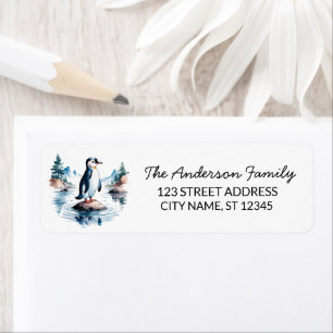 Modern Trendy Cute Penguin Return Address Label