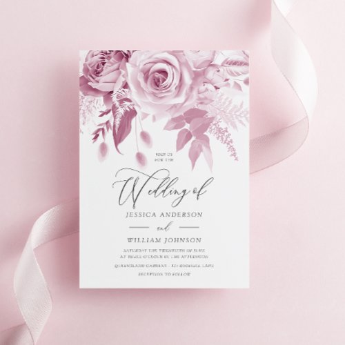 Modern Trendy Designer Dusty Pink Rose Wedding