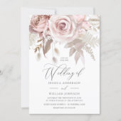 Modern Trendy Designer Dusty Rose Blush Wedding Invitation (Front)