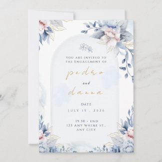 Modern Trendy Designer Dusty Rose Blush Wedding Invitation