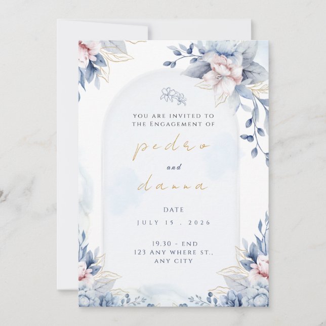 Modern Trendy Designer Dusty Rose Blush Wedding  Invitation (Front)