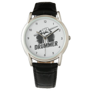Modern Trendy Drummer Fist With Drumsticks Watch