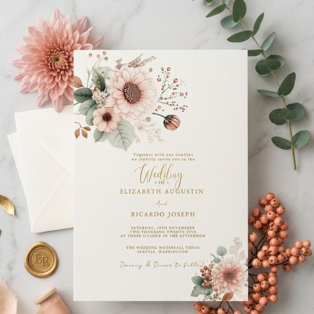 Modern Trendy Dusty Rose Blush Wedding  Invitation (Creator Uploaded)