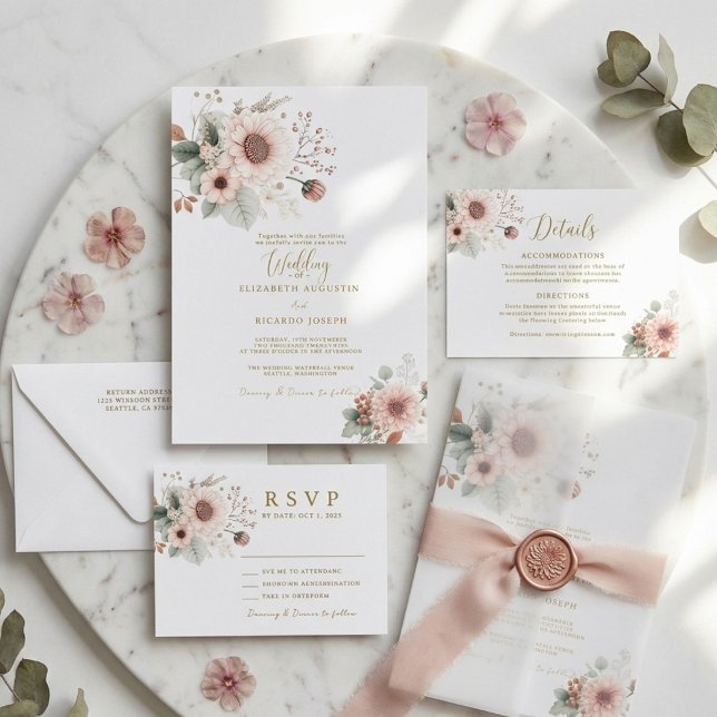 Modern Trendy Dusty Rose Blush Wedding  Invitation (Creator Uploaded)