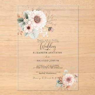 Modern Trendy Dusty Rose Blush Wedding  Invitation