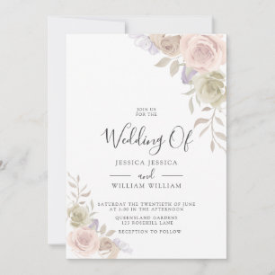 Modern Trendy Dusty Rose Blush Wedding Invitations