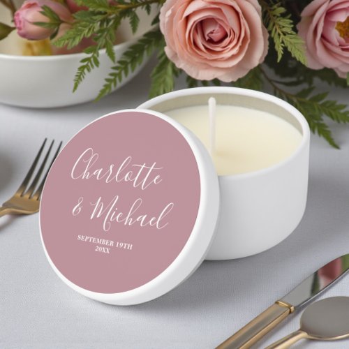 Modern Trendy Dusty Rose Wedding Mini Candle Favors