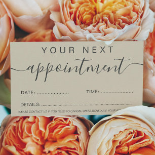 Modern trendy earth tone tan professional appointment card