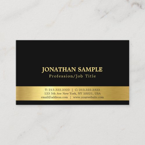 Modern Trendy Elegant Black And Gold Plain Luxury Business Card