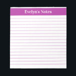 Modern Trendy Elegant Dark Pink Script Large Print Notepad<br><div class="desc">Modern Trendy Elegant Dark Pink Script Large Print Notepad These customizable notepads are simple for every day use or sending a formal note to someone from your home office or desk. You can also choose a variety of colors from our shop for your home office needs. Personalize these notepads with...</div>
