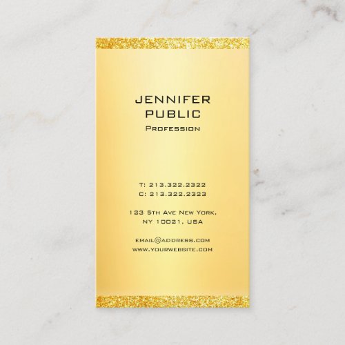 Modern Trendy Elegant Gold Glitter Template Business Card