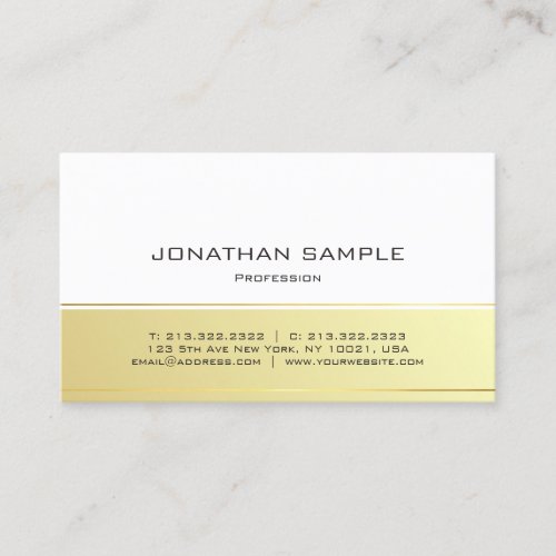 Modern Trendy Elegant Gold Look Minimalist Plain Business Card