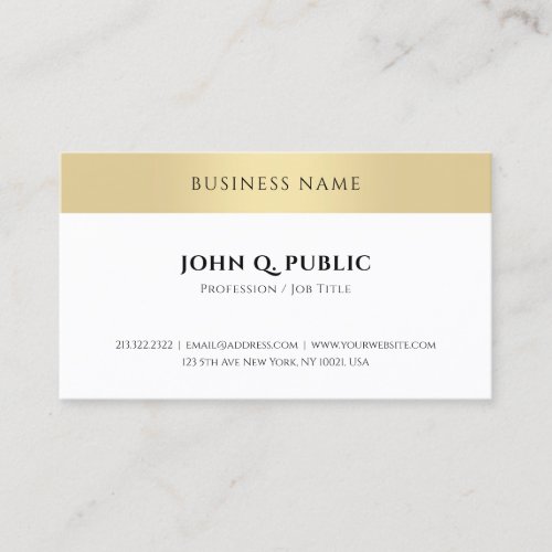 Modern Trendy Elegant Gold Look Simple Template Business Card