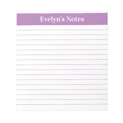 Modern Trendy Elegant Lavender Script Large Print Notepad