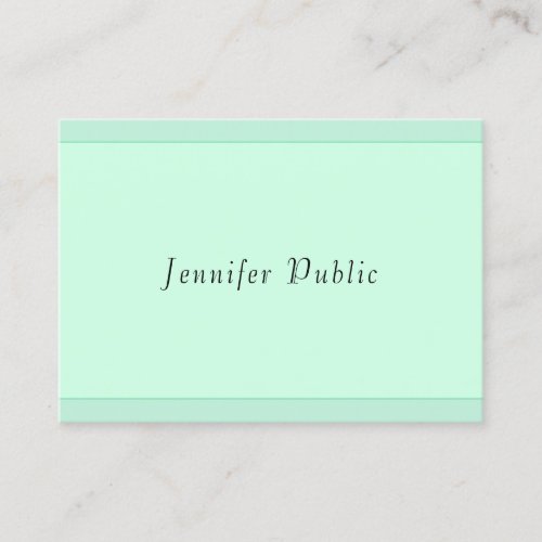 Modern Trendy Elegant Mint Green Script Monogram Business Card