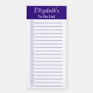 Modern Trendy Elegant Purple To Do Checklist Magnetic Notepad