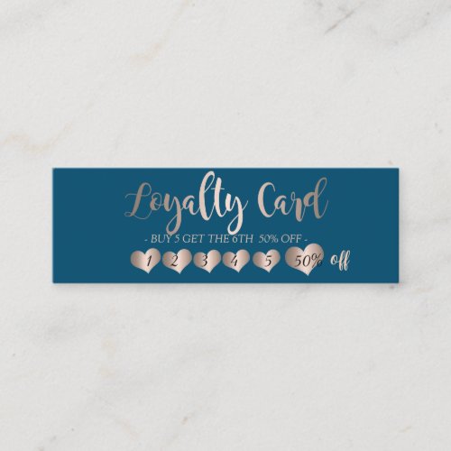 Modern Trendy Elegant Rose Gold Hearts Loyalty Card