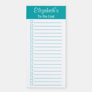 Modern Trendy Elegant Teal To Do Checklist Magnetic Notepad