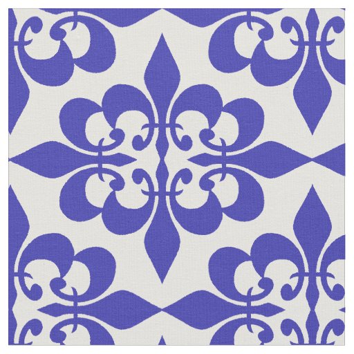Modern Trendy Elegant Vintage Royal Blue Damask  Fabric