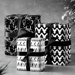 Modern Trendy FA LA LA Joyful Black and White  Wrapping Paper Sheets<br><div class="desc">Celebrate the magical and festive holiday season with our custom holiday wrapping paper sheets. Our modern black and white minimalistic holiday designs feature a bold typographic design "Fa La La" with a different script and san serif fonts to create this modern Christmas pattern wrapping paper. The second wrapping sheet features...</div>