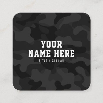 Modern Trendy Fashion Black Camo Pattern Abstract Square Business Card by moodii at Zazzle