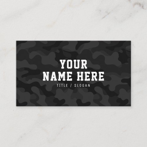 Modern trendy fashion black camo pattern designer business card