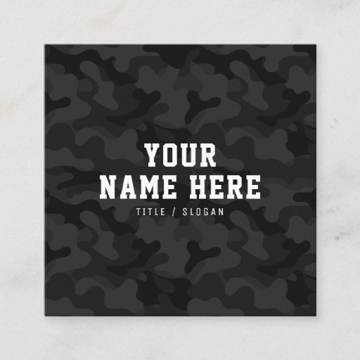 Customizable Modern trendy fashion black camo pattern designer square business card