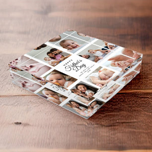 Modern Trendy Father's Day Baby Photo Collage Paperweight