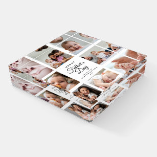 Modern Trendy Father's Day Baby Photo Collage Paperweight