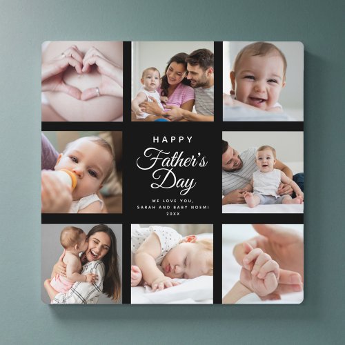 Modern Trendy Fathers Day Baby Photo Collage  Pla Plaque