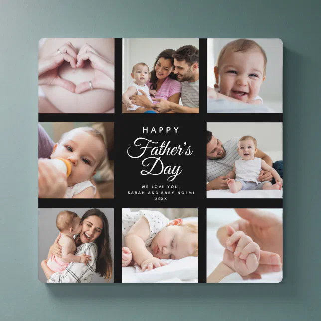 Modern Trendy Father's Day Baby Photo Collage Pla Plaque | Zazzle