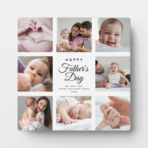 Modern Trendy Fathers Day Baby Photo Collage  Plaque