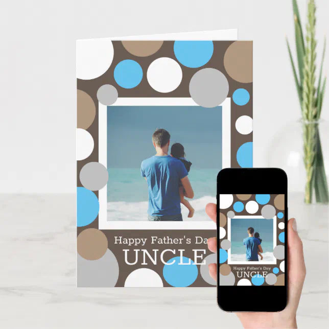 Modern & Trendy Father's Day w/Photo Uncle Card | Zazzle