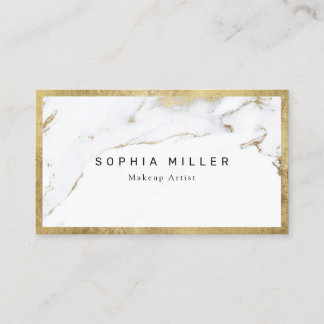 Modern Trendy faux gold marble Makeup Artist Business Card