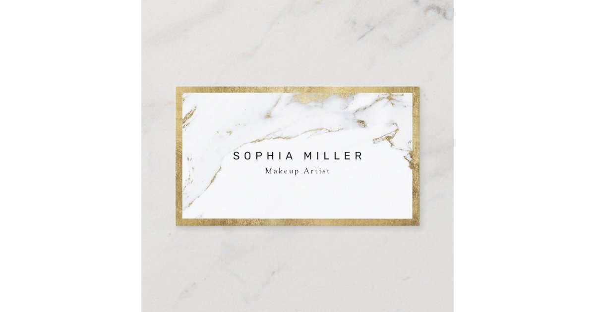 Modern Trendy faux gold marble Makeup Artist Business Card | Zazzle