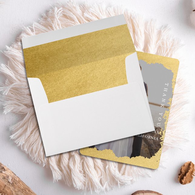 Modern Trendy Faux Gold With Return Address Envelope (Creator Uploaded)