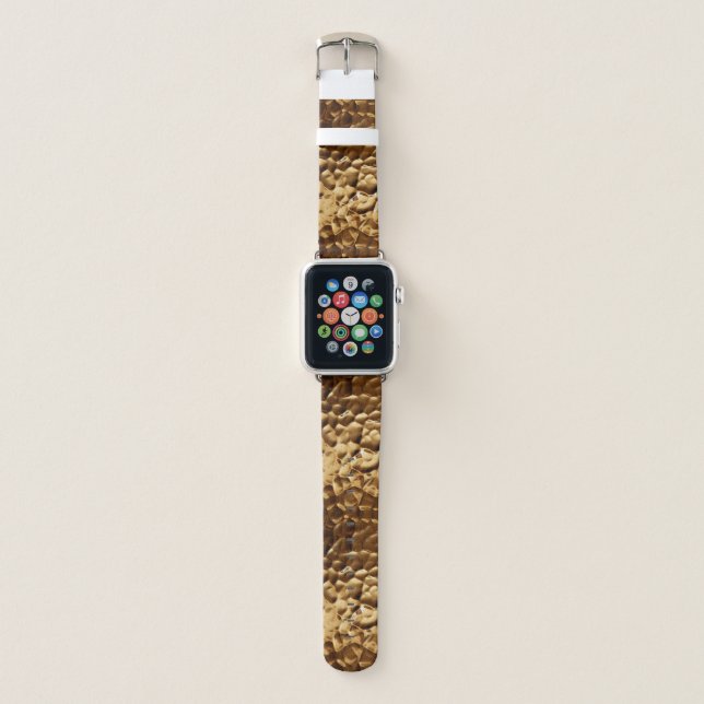 Modern Trendy Faux Hammered Brass Metal Apple Watch Band (Front)