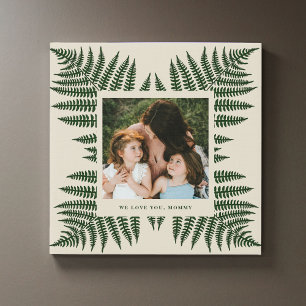 Modern Trendy Fern Greenery Photo Mom Grandma Faux Canvas Print